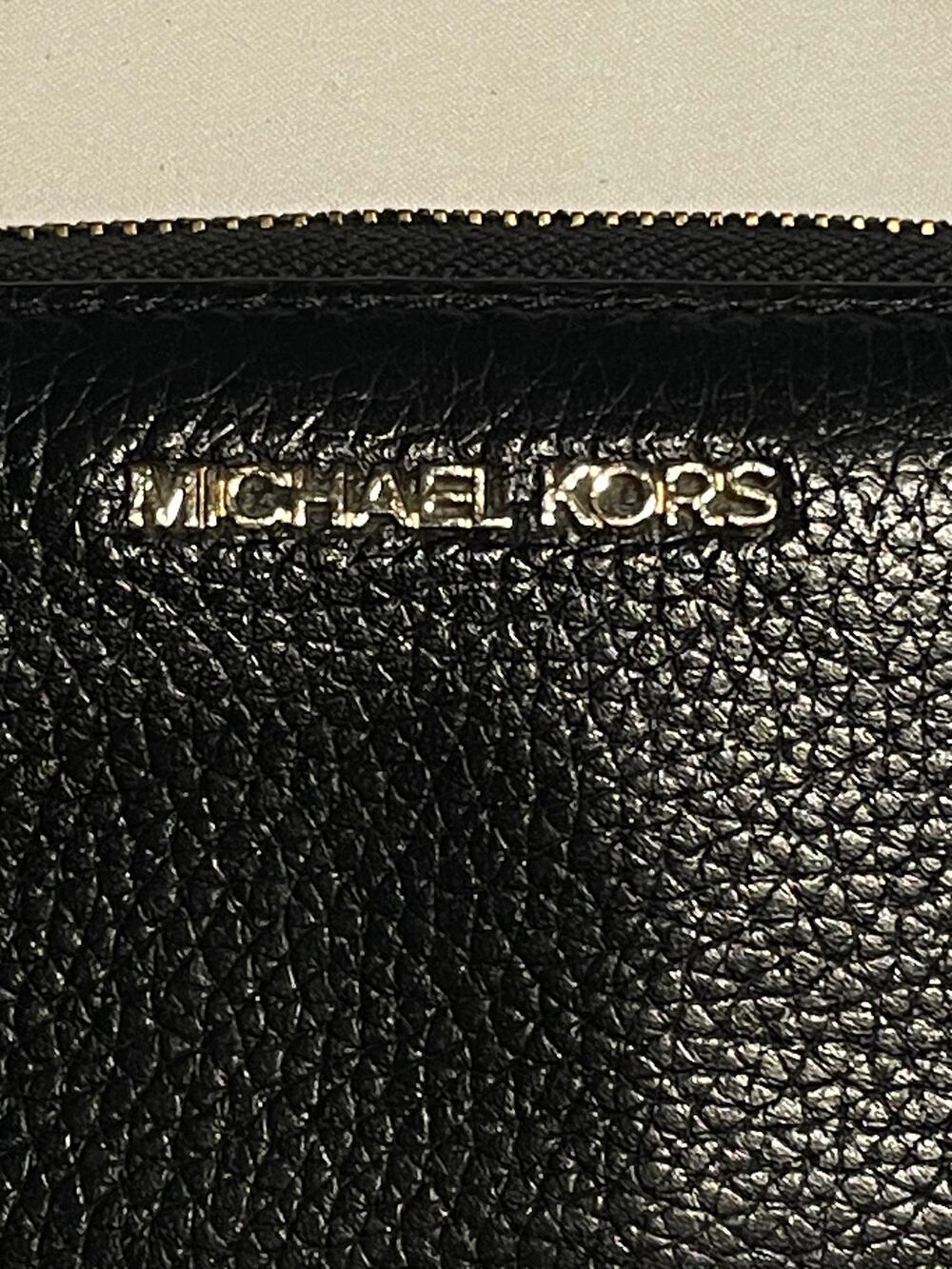 Michael Kors Jet Set Travel Black Pebbled Leather Zip Around Continental Wallet